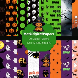 Halloween digital paper, trick or treat scrapbook papers, boo wallpaper, Halloween, spooky, boo, background