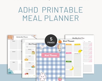 ADHD Meal Planner PDF | Printable Weekly Food Tracker & Grocery List | Neurodivergent-Friendly Meal Planning for Adults and Kids