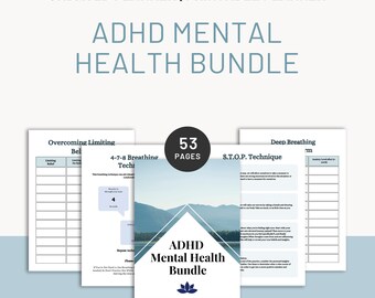 ADHD-planner voor geestelijke gezondheid, pdf | Afdrukbare angsttracker, zelfzorgdagboek, stemmingslogboek, werkbladen therapiehulpmiddelen en mindfulness