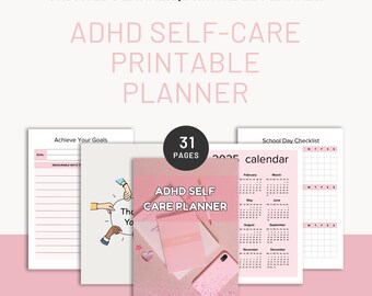 2025 ADHD Self-Care Planer PDF | Druckbare Mental Gesundheit, Stimmung, Gewohnheit & Routine-Tracker | Täglicher, wöchentlicher, monatlicher Organizer