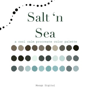 Procreate Color Palette, Salt ‘n Sea Color Palette, Procreate, Digital Art, Color swatch, Color palette for iPad, Procreate drawing