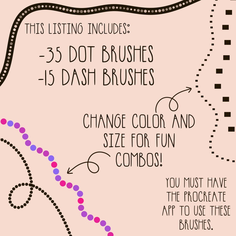 Dots and Dash Procreate Brush Set, Dashed Brushes, Dot Brush, Digital ...