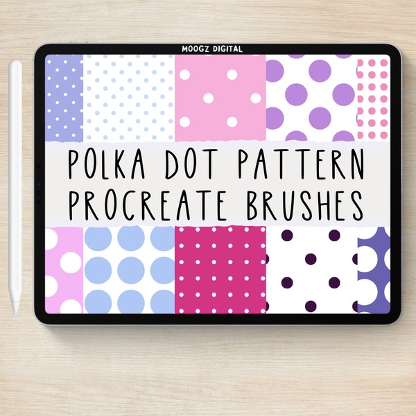 Polka Dot Procreate Brush Set, Dotted Brushes, Polka Dot Brush, Digital Paint Brushes, Circle Brush, Seamless, Procreate Digital Brushes