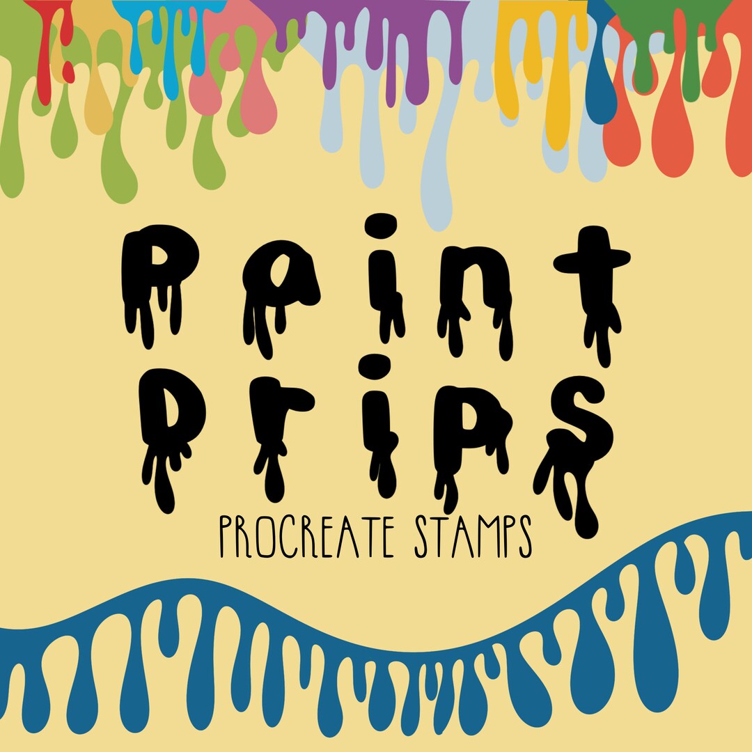 Paint Drip Stamp Set Procreate Brush Set Commercial Use Etsy