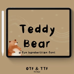 Handwritten Font, Teddy Bear Handwritten Font, Hand Lettered, handwriting font, simple font, neat, crisp, handwritten, pencil font