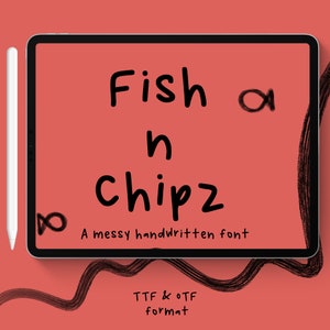 Fuente manuscrita, fuente manuscrita Fish n Chipz, letras a mano, fuente de escritura a mano, fuente simple, desordenada, nítida, escrita a mano, fuente de lápiz