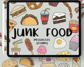 Junk Food Stamp Set, Procreate Brush Set, Commercial Use, Cute Stamps, Treats Stamp Set, Brushes for Digital Art, Brush Download, Food, Cute