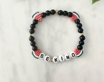TODAS LAS GANANCIAS DONADAS Pulsera de cuentas hecha a mano con cuentas de ónix y sandía, pulsera de Palestina, apoyo a Palestina, pulsera de la amistad