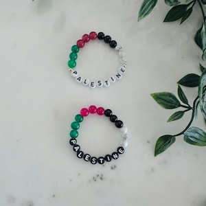 ALL PROFITS DONATED Handmade Beaded Bracelet, Palestinian Flag Colors, Support Palestine Jewelry