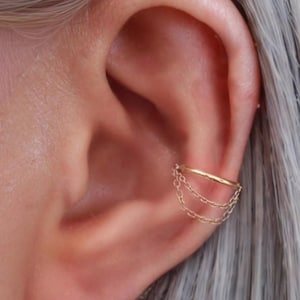 Dainty Double Chain Hoop Ring Clicker • Solid G23 Titanium • Conch Septum Piercing Ring Hoop • Cartilage Piercing • Seamless Hinged Clicker