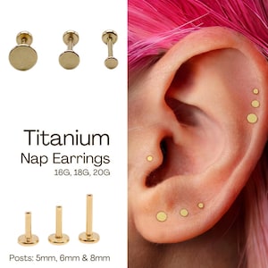 Titanium Dot Studs • Flat Back Nap Earrings • Push In Comfort Fit Studs • Minimalist Style • 20G 18G 16G • Ear Stack • Hypoallergenic