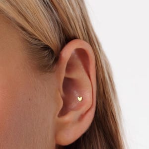 20G/18G/16G Heart Push Pin Labret • G23 Titanium Threadless Flat Back Earring • Tragus Stud • Helix Stud • Cartilage Stud • Nose Stud • Tiny