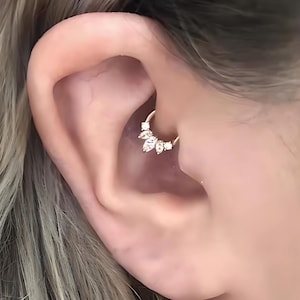 Anneau clicker marquise CZ • Argent sterling 925 • Anneau de piercing septum conque Daith • Piercing cartilage • Anneau clicker Huggie