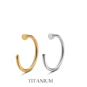 Anneau de nez ouvert • Anneau de nez en titane 20G 18G 16G • Piercing nez • Anneau de nez plat en forme de C • Anneau de nez • Anneau de narine • 6 mm-12 mm