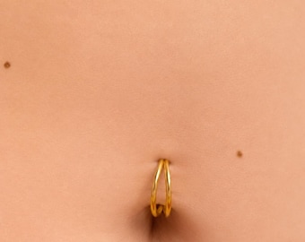 16g Titanium Double Hoop Belly Ring, Implant Grade • Belly piercing • Titanium ring hoop • Belly hoop