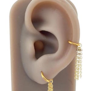 Titanium Huggie Hoop Chain Earrings • gold conch hoop • cartilage hoop • hoop earrings • silver ring hoop • tragus hoop • small helix hoop