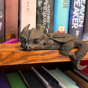 Sleeping Bookshelf Dragon | 3D Printed Bookish Decor for Bookies  | Bookish Merch Teacup | Halloween Bookshelf Ornament | Book Nook | Void