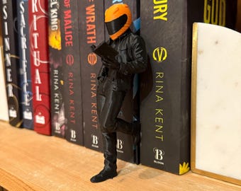 Reading Biker | Bookshelf Decor | Customizable Helmet Color| Book nook | Library decor | Bookish |
