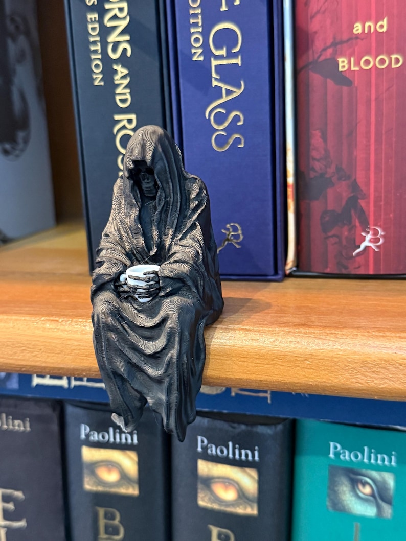 Surial Tea Shelf Sitter | Book nook | Library decor | Bookish | Grim Reaper Figure image 1