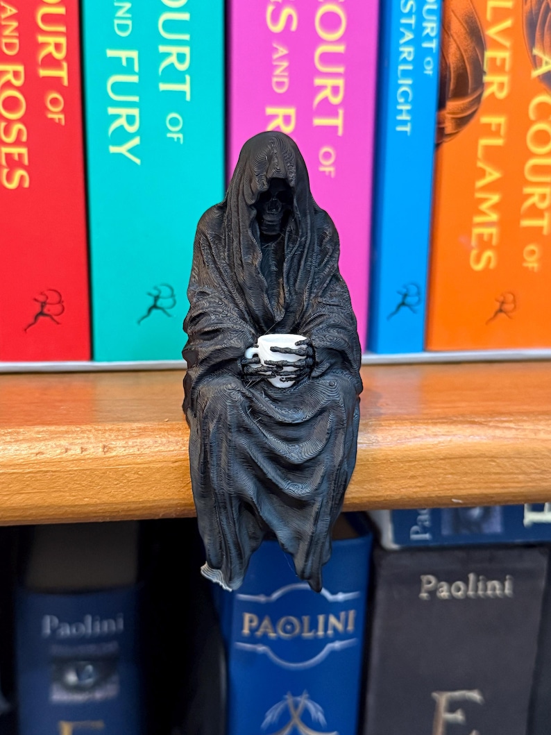 Surial Tea Shelf Sitter | Book nook | Library decor | Bookish | Grim Reaper Figure image 3