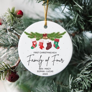 Family of Four Christmas Ornament, New Baby Christmas Ornament 2023, Personalized Family Ornament, Family Name Ornament, Family Gift