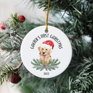Dog First Christmas Ornament, Husky Dog, Personalized Pet Portrait Ornament, Christmas Ornament, Puppy 1st Christmas, Personalized Pet Name
