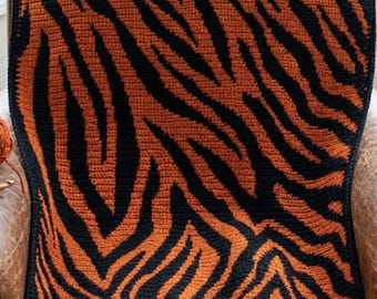 Modèle de couverture au crochet à motif tigre | Diagramme animal (Modèle PDF)