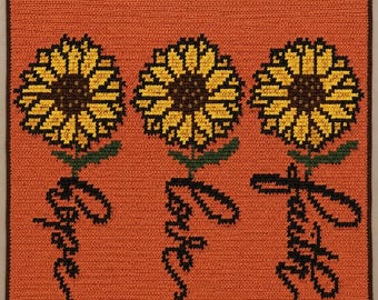 Sunflower Crochet Pattern: Faith, Hope, Love Graphgan (PDF Pattern)
