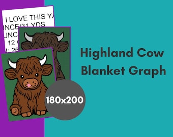 Highland Cow Crochet Blanket Graph Pattern | Farm Animal Baby Blanket (Digital Download)