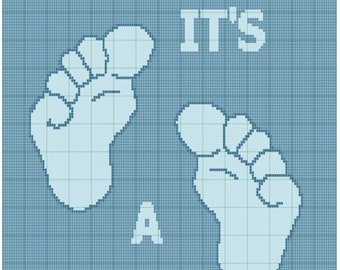 It's A Boy Crochet Blanket Graph Pattern: Baby Feet (PDF Download)