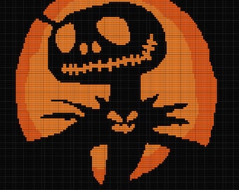 Patrón de crochet de Jack Skellington: Gráfico de manta de Halloween (Patrón PDF)