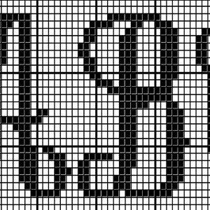May include: Black and white cross-stitch pattern spelling out the word "ABC's". The letters are in a bold, stylized font, and the design is set against a grid background, perfect for crafting projects.