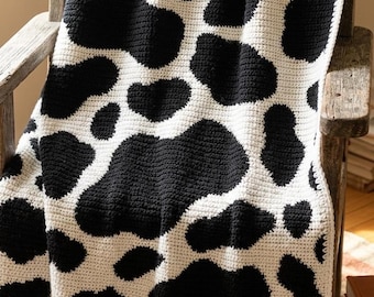 Padrão de manta de crochê com estampa de vaca: C2C Graphgan (padrão em PDF)