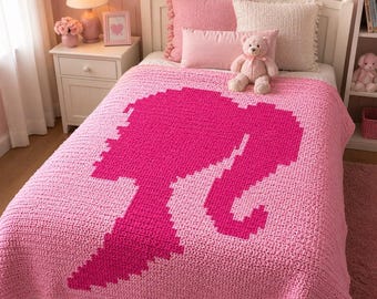 Fashion Doll Pink Princess Silhouette Graph Pattern (50x50) (Digital Download)