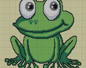 Frog Blanket Crochet Graph Pattern, Cross Stitch (PDF Download)