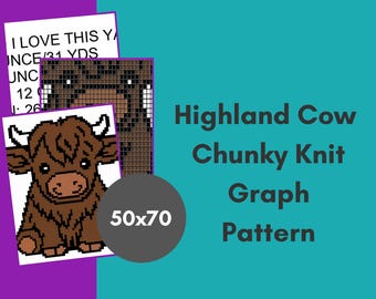 Highland Cow Chunky Knit Graph Pattern | 70x50 (Digital Download)