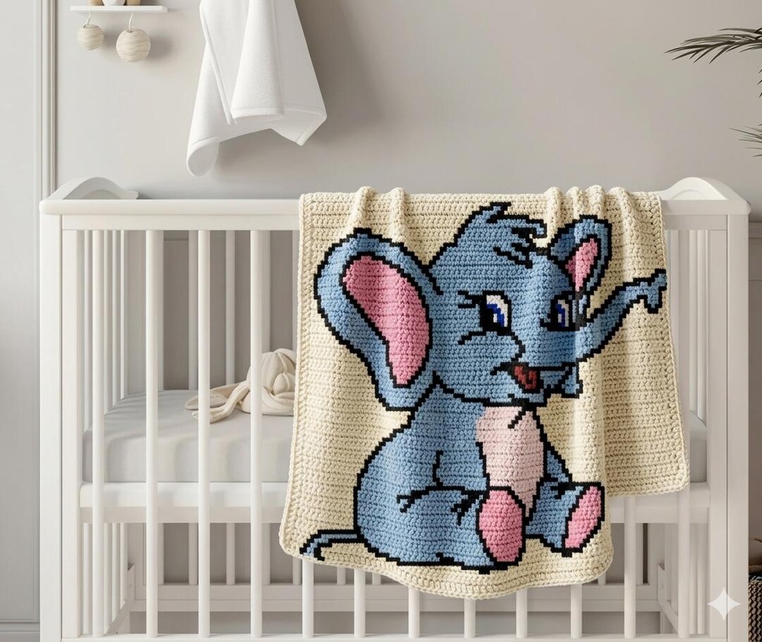 Elephant Graphgans Baby Elephant Crochet Blanket Graph | 110x110 Graphgan Pattern (digital ...