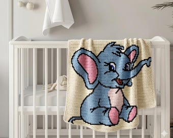 Baby Elephant Crochet Blanket Graph | 110x110 Graphgan Pattern (Digital PDF Pattern)
