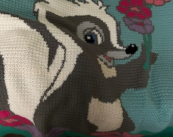 Skunk with Flowers Crochet Blanket Pattern, C2C Graph (PDF Pattern)