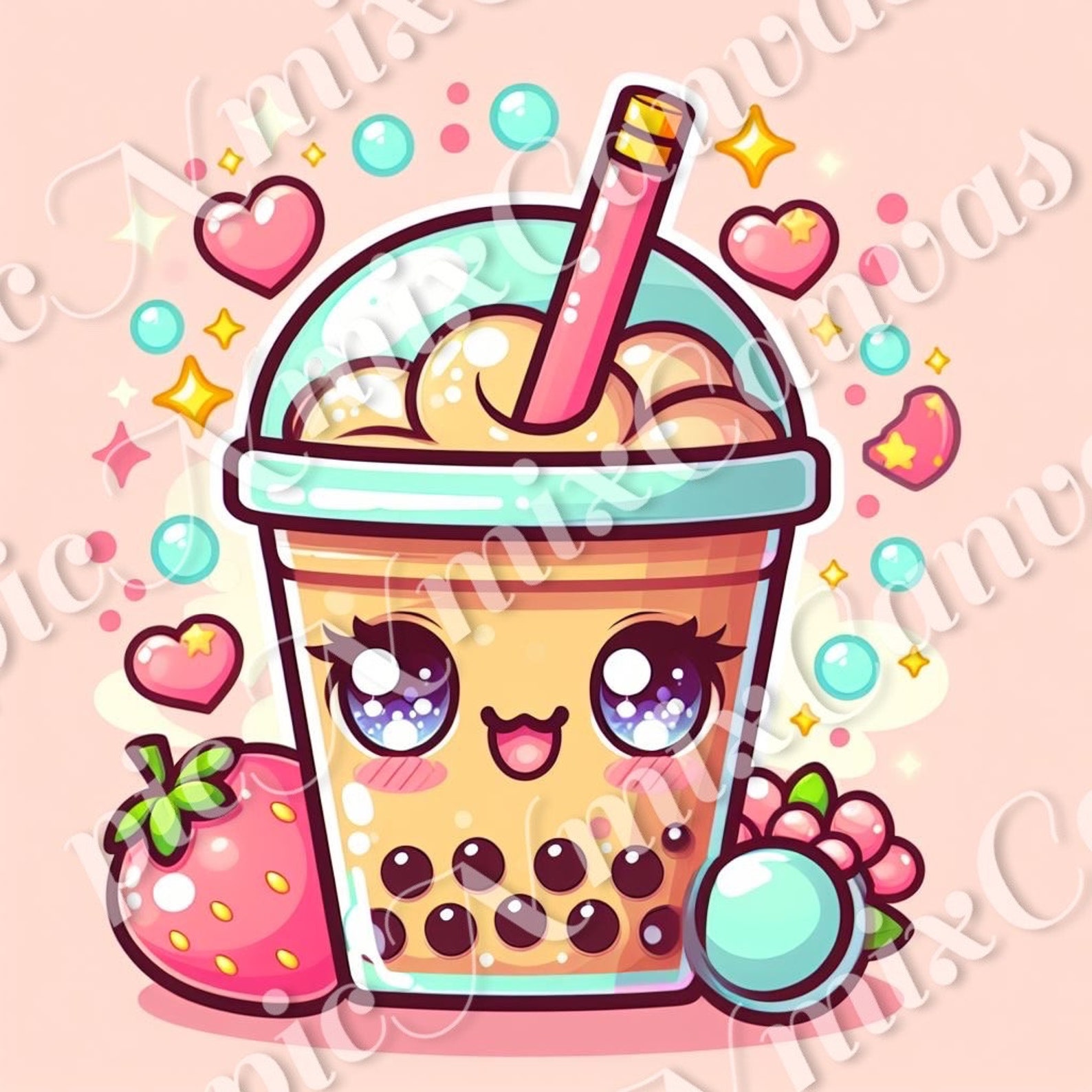 Digital Download Kawaii Bubble Tea 3 Etsy