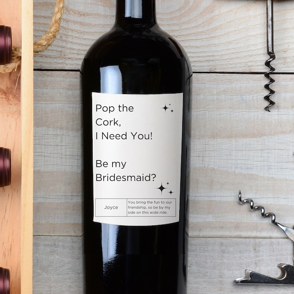 Will You Be my Bridesmaid Wine Label Template, Bridesmaid Proposal Wine Label Template, Bridesmaid Proposal, Bridal Party, Wedding Party