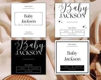 Minimalist Baby Announcement Candle Label, Candle Label Template, Baby Announcement, Pregnancy Announcement, Baby Announcement Template, DIY