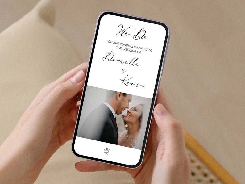 Digital Wedding Invitation, Animated Wedding Invitation, Wedding Invitation Template, Minimalist Wedding Invitation, Wedding Template, Photo image 2