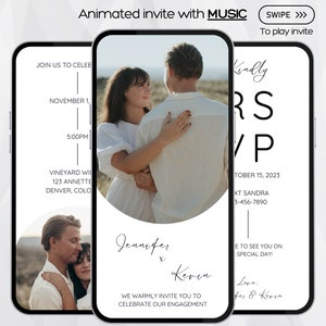 Digital Engagement Party Invitation, Engagement Party Invitation with Photo, Modern Engagement Invitation, Engagement Party Invite, Template