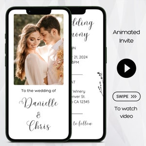 Editable Video Wedding Invitation, Animated Wedding Invite, Editable Wedding Evite, Video Wedding Invite, Minimalist Video Wedding Invite