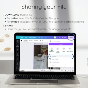 May include: A laptop computer screen showing a website with a purple button that says "Share". The website is for sharing files online. The website has a download button and a copy link button. The website also has a preview button and a public link button.