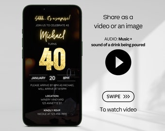 Surprise 40th Birthday Invitation, 40th Birthday Invite Template, 40th Birthday Invitation for Men, Surprise Party Invitation for Women
