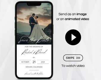 Animated Save the Date Template, Digital Save the Date with Photo, Electronic Save the Date, Minimalist Save the Date, Digital Save the Date