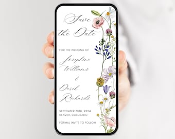 Wildflower Save the Date, Digital Wildflower Save the Date, Wildflower Save the Date Template, Floral Save the Date, Animated Save the Date