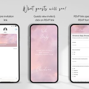 Website Pink Baby Shower Invitation, Baby Shower Invite with RSVP, Baby Shower Invitation with RSVP, Rsvp Tracking, Online, Web, Registry image 2